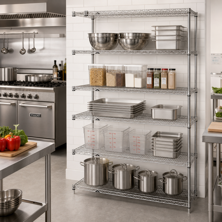 Product image #2 for Metro Super Erecta Chrome-Plated Wire Add-On Shelving Unit, 36" W x 18" D x 74" H, 5 Shelves