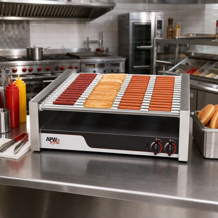Product image #2 for APW Wyott X*PERT HotRod HR-85 Countertop 18-Roller Hot Dog Grill