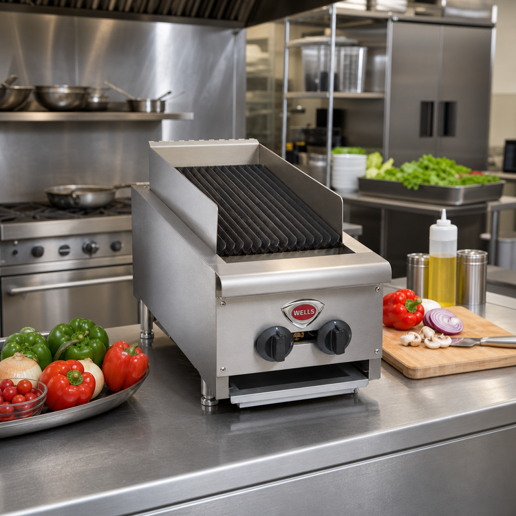 Product image #2 for Wells HDCB-1230G Countertop Natural Gas Charbroiler, 14 Inch Wide, 2 Cast Iron Radiant Burners