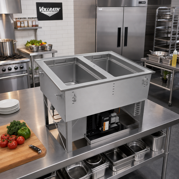 Product image #3 for Vollrath 2-Well Hot/Cold/Frozen Drop-In Food Well with Auto Drain and Flat Flange, 120/208-240V