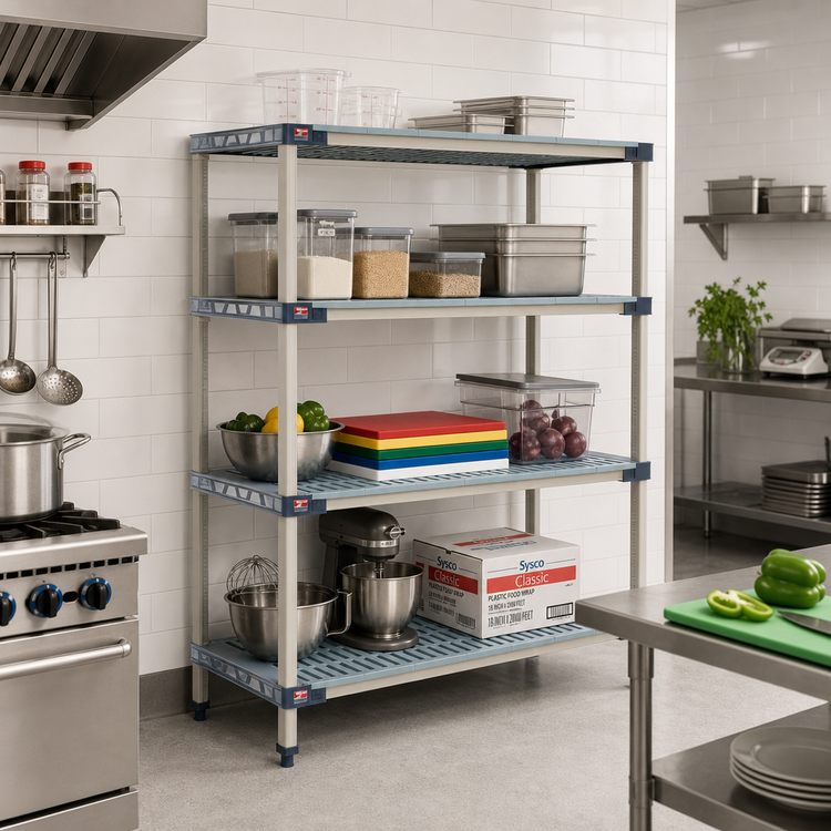 Product image #2 for MetroMax 4 All-Polymer Add-On Shelving Unit with 4 Open Grid Shelves, 48W x 21D x 74H