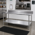 Thumbnail image #2 for Advance Tabco 144-Inch x 30-Inch 16-Gauge 430 Stainless Steel Work Table with 5-Inch Backsplash and Adjustable Undershelf