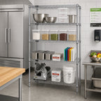 Thumbnail image #2 for Quantum WR63-3648C Stationary Wire Shelving Starter Kit, 48W x 36D x 63H, Chrome-Plated, 4 Shelves