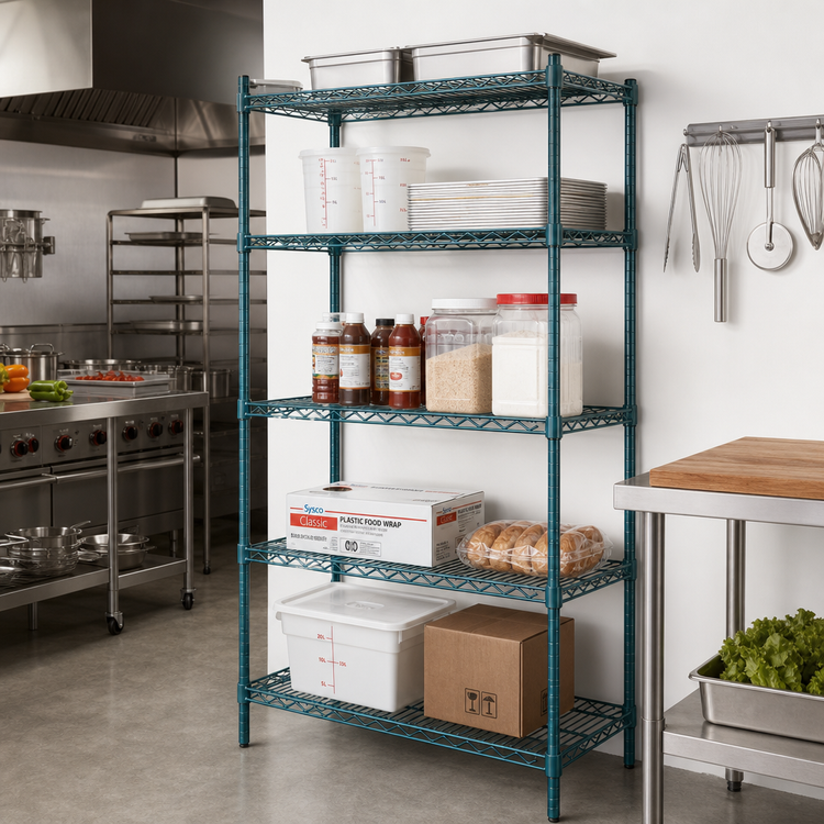 Product image #2 for EagleGard 5-Tier Add-On Wire Shelving Unit, 30W x 21D x 86H, Blue-Green Hybrid Epoxy