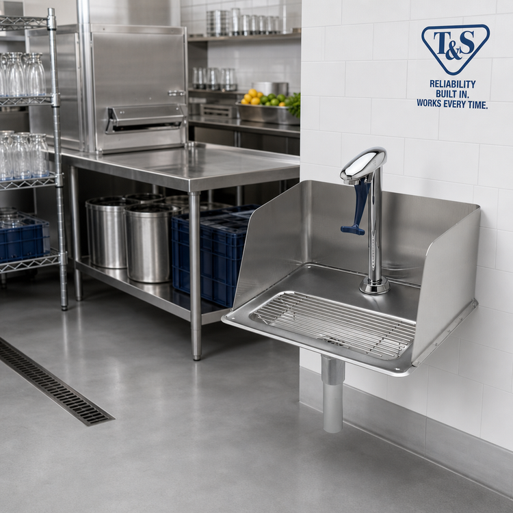 Product image #2 for T&S Brass Drop-In Glass Filler Water Station with Splash Guard and 10-1/2-Inch Stainless Steel Drip Pan