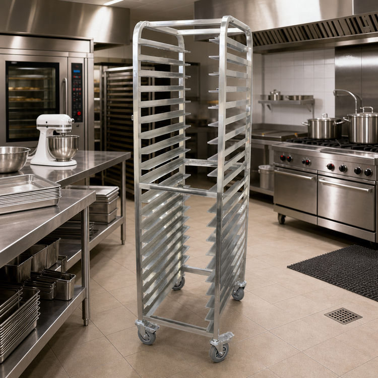 Product image #2 for Full-Size Mobile End-Load Stainless Steel Pan Rack, 20-Pan Capacity