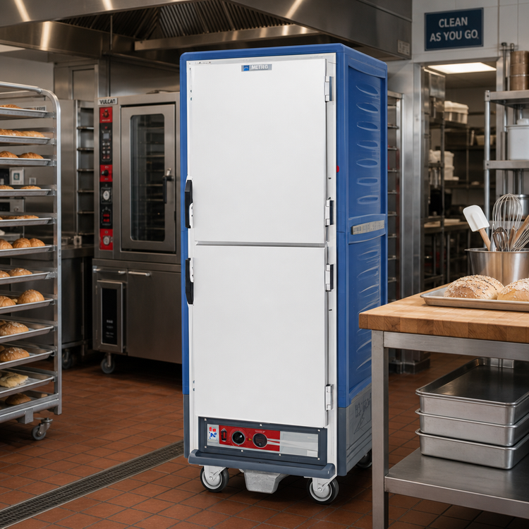 Product image #2 for Metro C5 3 Series Full-Height Mobile Heated Holding and Proofing Cabinet with Blue Insulation Armour, Dutch Doors, Low Watt, 35 Pan Capacity