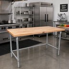 Thumbnail image #2 for John Boos JNB02-X 48 x 24 Inch Wood Top Work Table with 1-1/2-Inch Maple Top and Galvanized Open Base