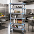 Thumbnail image #2 for Quantum Millenia QPM244874VS-5 Gray Polymer Mobile Starter Shelving Unit, 5 Open Grid Shelves, 48"W x 24"D x 74"H