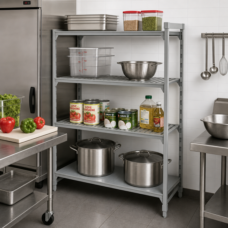 Product image #3 for Cambro Camshelving Premium 4-Shelf Vented and Solid Add-On Stationary Shelving Unit, 21" Deep x 36" Wide x 84" High
