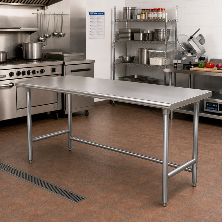 Product image #2 for Advance Tabco TAG-309 108" W x 30" D Flat Top Work Table with Stainless Steel Top and Galvanized Open Base