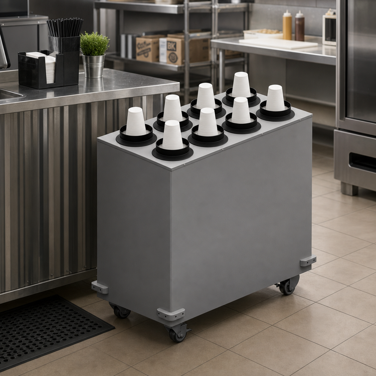 Product image #2 for BK Resources Mobile Cup Dispenser Cart with 8 Dispensers