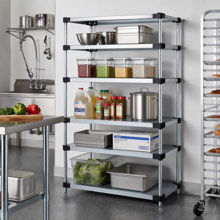 Product image #2 for Quantum Solid Shelving Starter Kit, 60 x 24 x 86 Inches, 5 Shelves, Stationary