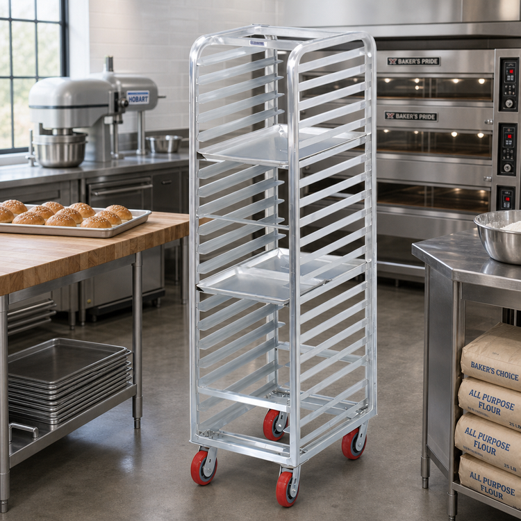 Product image #2 for Lifetime Tough Extra Heavy-Duty Aluminum Front-Load Bun Pan Rack, 22 in. W x 26 in. D x 70 in. H, 20-Pan Capacity