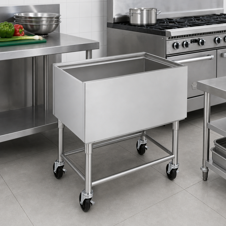 Product image #2 for Krowne MB-1824 Mobile Stainless Steel Ice Bin with Casters, 24 x 18-1/2 x 30 Inches