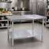 Thumbnail image #2 for Stallion 48-Inch x 36-Inch Stainless Steel Top Work Table with Galvanized Base and Adjustable Undershelf