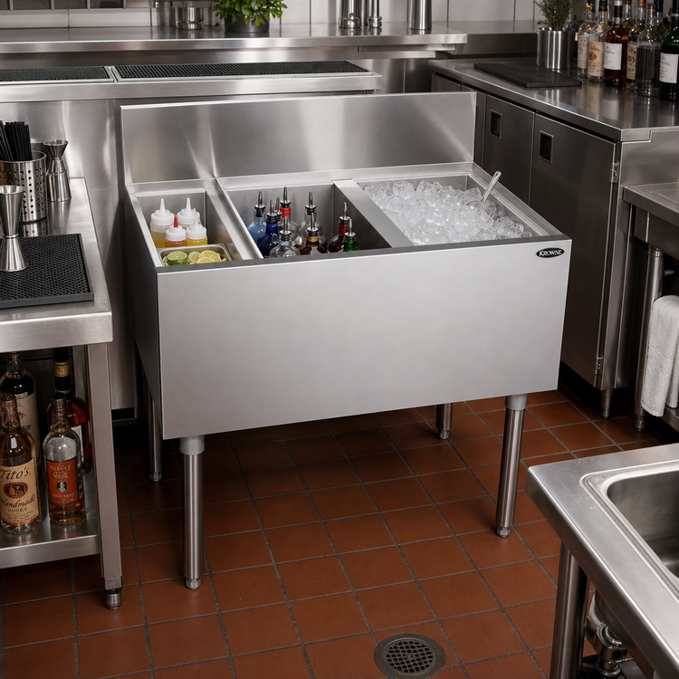 Product image #2 for Krowne Royal Series 32-Inch Underbar Speed Multi Station with 10-Circuit Cold Plate and Right Ice Bin