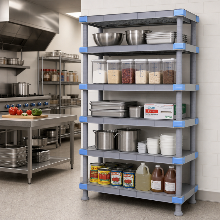 Product image #2 for Quantum Millenia 48"W x 21"D x 86"H Polymer Stationary Starter Shelving Unit with 5 Solid Shelves