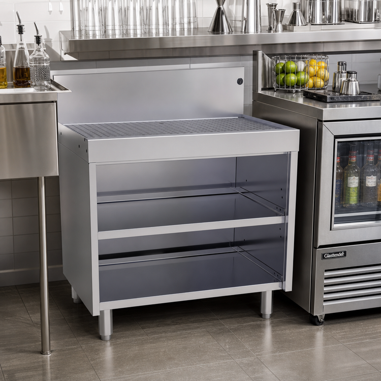 Product image #2 for Glastender Underbar Stainless Steel Drainboard Cabinet Base, Open Front, 30 Inch x 19 Inch