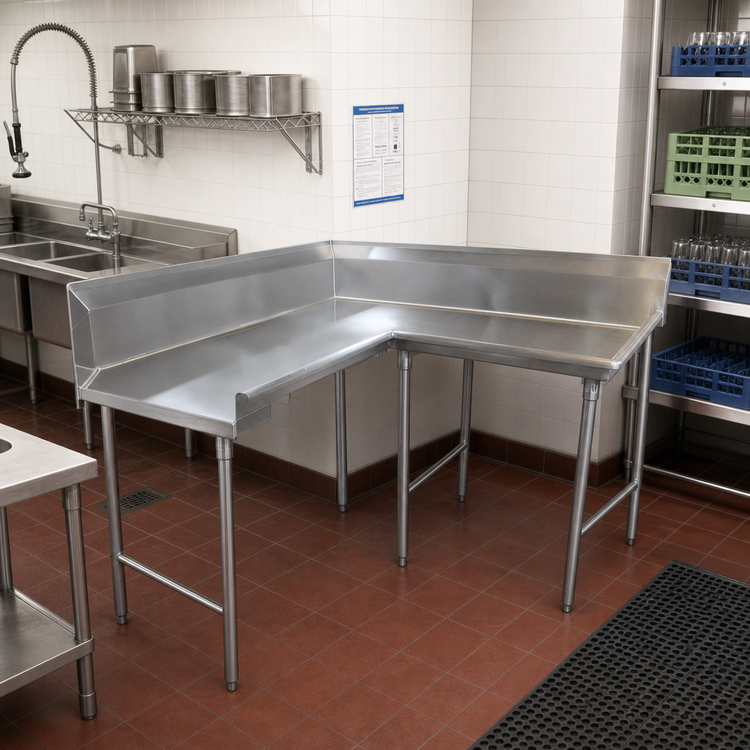 Product image #2 for Advance Tabco Korner Clean L-Shaped Right-Hand Corner Dishtable, 83-Inch, 16-Gauge 304 Stainless Steel