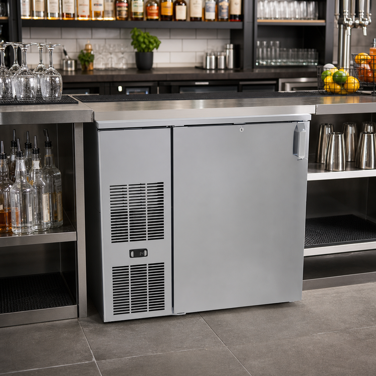 Product image #2 for Glastender 36-Inch One-Zone Front-Serviced Bar Profile Back Bar Cooler, Self-Contained, 1 Door