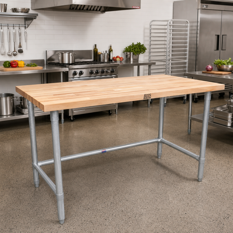Product image #2 for John Boos JNB16 Wood Top Work Table with Galvanized Base, 72 x 36 Inches, 1-1/2 Inch Thick Northern Hard Rock Maple Top