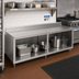 Thumbnail image #2 for Open Front Cabinet Base Work Table, 132 x 36 Inch, 16-Gauge 300-Series Stainless Steel Top, 5-Inch Backsplash