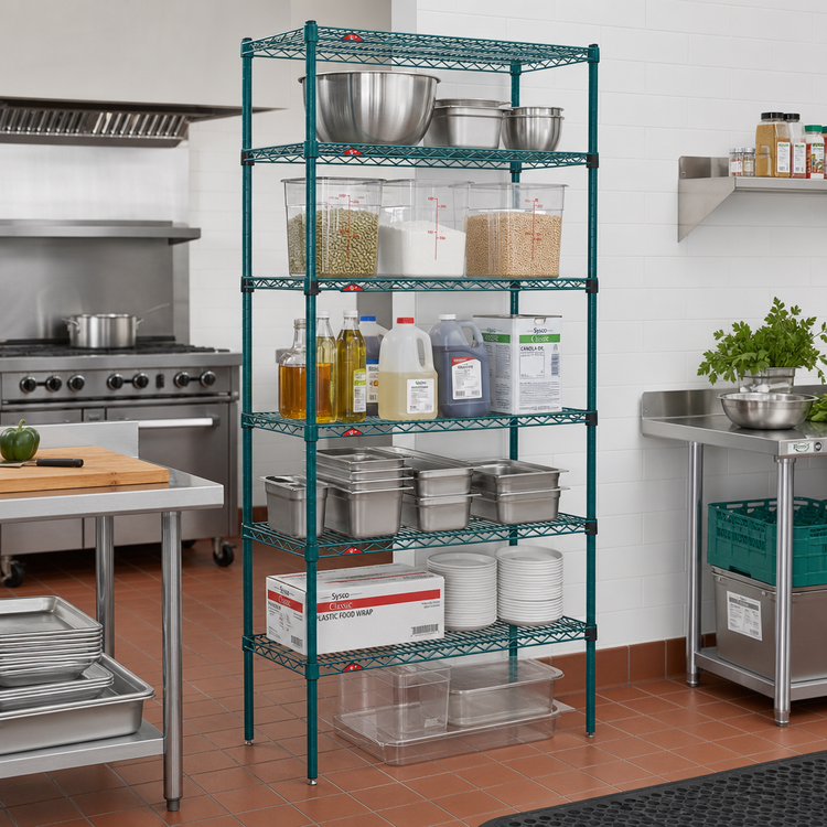 Product image #2 for Metro Super Erecta 6-Tier Stationary Starter Wire Shelving Unit, 36 x 18 x 74 Inches, Green Epoxy Coated