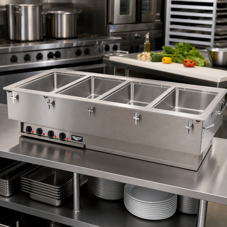 Product image #2 for Vollrath Four-Well Drop-In Electric Hot Food Well with Manifold Drain and Individual Infinite Controls