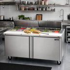 Thumbnail image #2 for Delfield Mega Top 4460NP-24M 60-Inch Two-Section Sandwich/Salad Prep Refrigerator, 24-Pan Mega Top, Stainless Steel, Front-Breathing