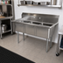 Thumbnail image #2 for Omcan 3-Compartment Pot Sink with 21 x 18 x 14-Inch Bowls, 304 Stainless Steel, 59-Inch Wide