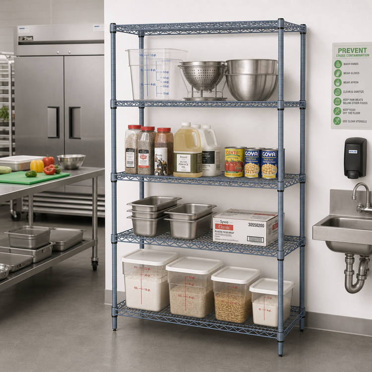 Product image #2 for Quantum 72"W x 30"D x 74"H Gray Epoxy Antimicrobial Wire Shelving Starter Kit