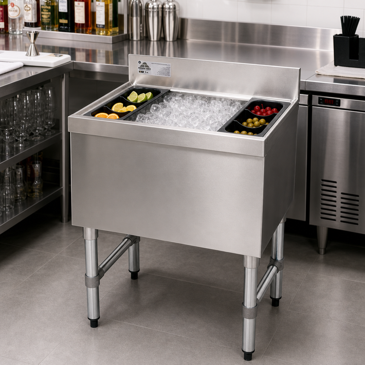 Product image #2 for Advance Tabco Special Value Series 36-Inch Wide Underbar Cocktail Unit with 12-Inch Deep Ice Bin