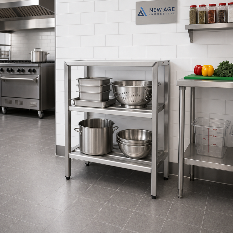 Product image #2 for New Age H.D. Series All-Welded Heavy-Duty Aluminum 2-Shelf Shelving Unit, 48W x 24D x 48H