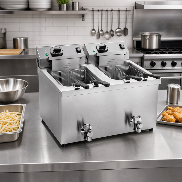 Product image #2 for Vollrath Countertop Dual-Well Electric Fryer, 10 lb Per Well, 208-240V