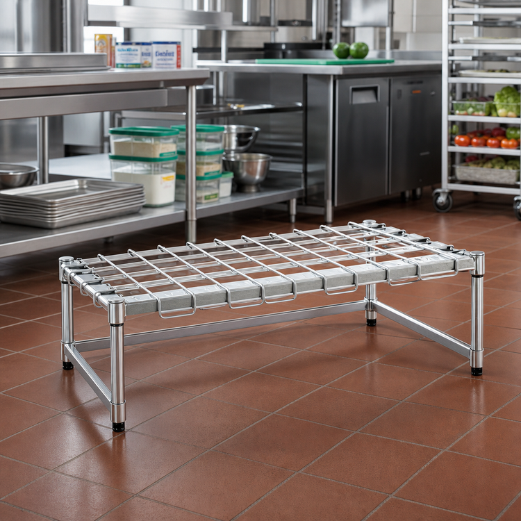 Product image #2 for Eagle Group 48" x 21" Chrome Wire Dunnage Rack, 14" High, 1,300 lb. Capacity