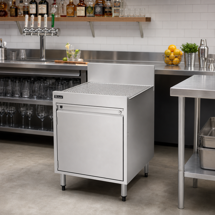 Product image #3 for Perlick Top Shelf 24-Inch Wide x 24-Inch Deep Underbar Storage Cabinet with Drainboard Top and Open Cabinet Base