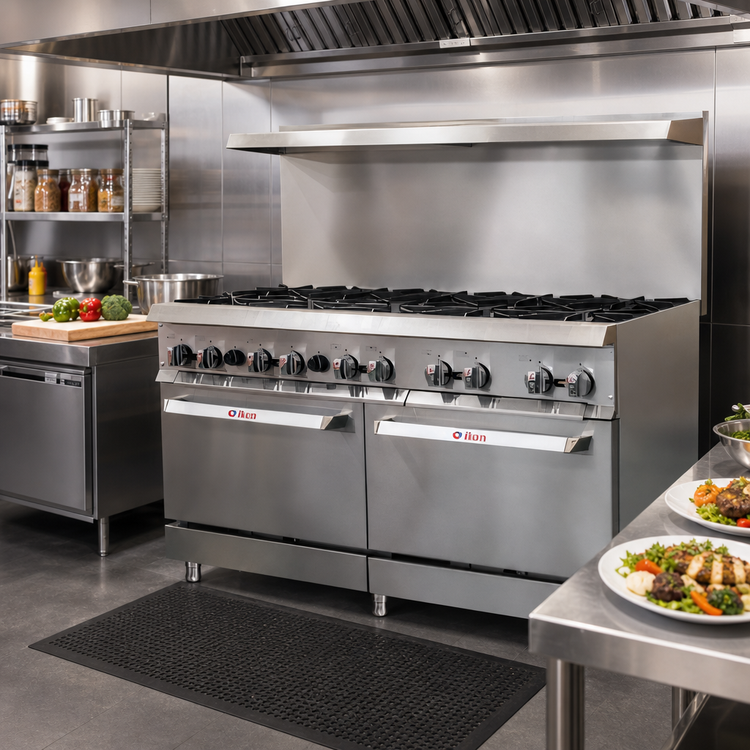 Product image #2 for IKON Cooking 60-Inch Natural Gas Commercial Range with 10 Open Burners and 2 Standard Ovens