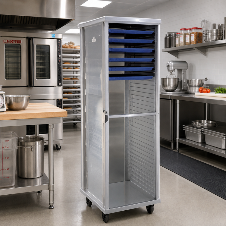 Product image #2 for New Age Full-Height Mobile Aluminum Pan Rack, 40-Pan Capacity, End Loading, Closed Sides