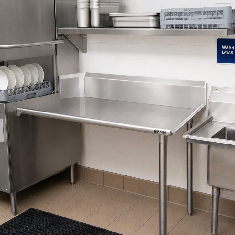 Product image #2 for John Boos E-Series Clean Straight Dishtable, 48 x 30 Inch, Left-to-Right Operation, 18-Gauge 300 Series Stainless Steel