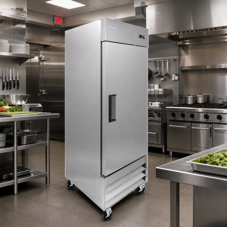 Product image #2 for Aurora 20.5 Cu. Ft. One-Section Reach-In Refrigerator with Bottom-Mount Self-Contained Cooling, Solid Hinged Door, Stainless Steel