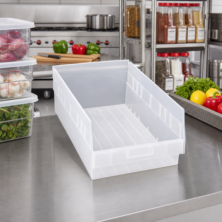 Product image #2 for Quantum Economy Nesting Shelf Bin, Clear Polypropylene, 11-1/8 x 17-7/8 x 6 Inches
