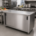 Thumbnail image #2 for Advance Tabco 84 Inch x 30 Inch Enclosed Work Table with Cabinet Base, Sliding Doors and 14-Gauge 304 Stainless Steel Top