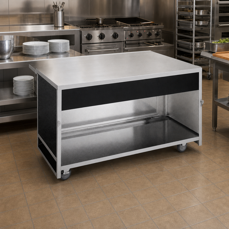 Product image #2 for Atlas Metal BLU-1 Mobile Modular Solid-Top Utility Serving Counter with Stainless Steel Top