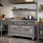 Thumbnail image #2 for Southbend (Middleby) Ultimate 4484EE-3T 48-Inch Gas Restaurant Range with 36-Inch Thermostatic Griddle and 2 Space Saver Ovens