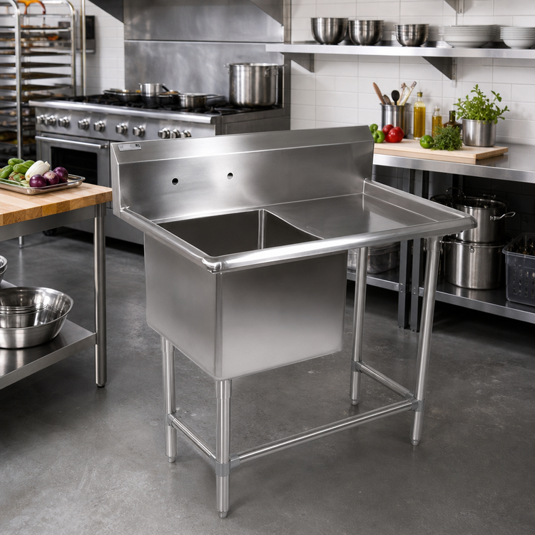Product image #2 for John Boos Pro-Bowl 1-Compartment Stainless Steel Sink with Right Drainboard, 48-3/16-Inch Wide