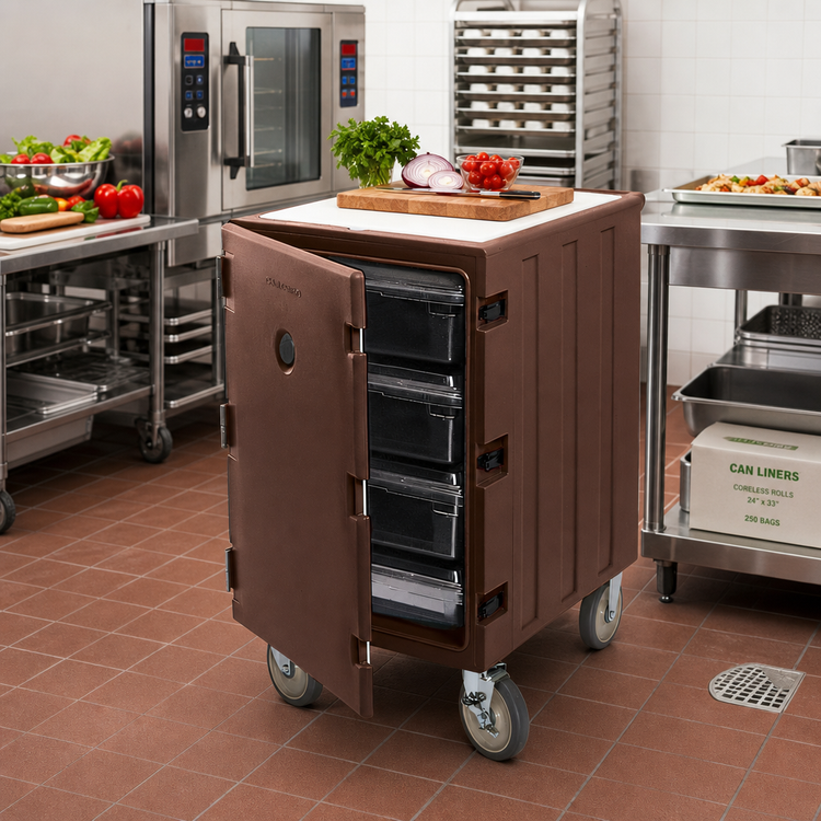 Product image #3 for Insulated Food Storage Box Pan Rack Cart with Removable Cutting Board Top, Holds 18 x 26 Boxes
