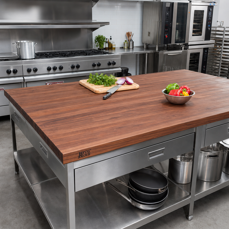 Product image #2 for John Boos Boos Block American Black Walnut Edge Grain Kitchen Countertop, 60 x 48 x 3 Inches, Flat No-Backsplash