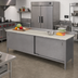 Thumbnail image #2 for John Boos Cabinet Base Poly Top Work Table with Sliding Doors, 144 x 30 Inches, Stainless Steel Top and Reversible 3/4 Inch Poly Surface