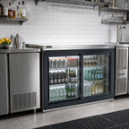Thumbnail image #2 for Perlick Corporation SDPR48 48-Inch 2-Section Pass-Thru Remote-Refrigerated Back Bar Cabinet with 4 Sliding Glass Doors